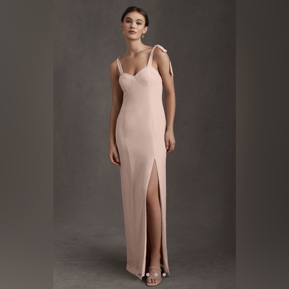BHLDN Antonia Georgette Dress in Blush - Picture 1 of 5